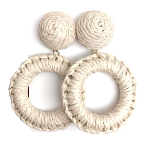 Boho Beautiful Women’s Braided Round Decor Drop Hipster Romantic Earrings NWOT - Picture 1 of 2